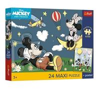 Trefl - Mickey Mouse y Amigos, Amigos del ratón - Rompecabezas 24 Maxi - 24 Piezas Grandes, póster único, Entretenimiento Creativo, para niños a Partir de 3 años