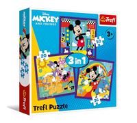 Trefl - Mickey Mouse y Sus Amigos, Mickey y su Alegre pandilla - Puzzle 3 en 1, 3 Puzzles, de 20 a 50 Piezas - Varios Niveles de dificultad, Entretenimiento para niños a Partir de 3 años