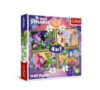 Trefl, Mundo del dragón Diplodoco-Puzle 4en1, 4 Rompecabezas, de 12 a 24 Piezas-Distintos Grados de dificultad, para niños a Partir de 3 años, Multicolor (34663)