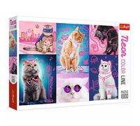Trefl Neon Color Line: Rompecabezas de 1000 piezas de Gatos