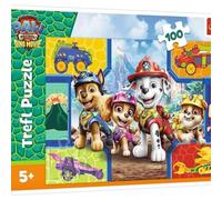 Trefl - Patrulla de pavo real, perros y dinosaurios - 100 elementos - Colorido rompecabezas con los héroes cuentos de hadas, entretenimiento creativo, diversión para niños a partir de 5 años
