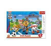 Trefl - Paw Patrol, Ayudantes caninos - Puzle con Marco para los niños más pequeños, 15 Piezas Grandes, Marco y Base rígida, para niños a Partir de 3 años
