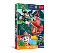 Trefl - Patrulla de Pavos Reales, Aventura de Dinosaurio - 160 Piezas - Rompecabezas Colorido de héroes de Cuento de Hadas, combínalo, póster Coleccionable Incluido, Entretenimiento Creativo