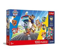 Trefl - Paw Patrol, Dog Adventure - 100 Piezas - Rompecabezas a Todo Color con los Personajes de la Serie; para armar; Incluye un póster Exclusivo; diversión para niños a Partir de 5 años