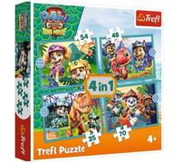 Trefl - Paw Patrol, Historias de dinosaurios - 4 en 1, 4 rompecabezas, 35 a 70 elementos - Varios niveles de dificultad, rompecabezas colorido con cuentos de hadas de héroes, diversión para niños a