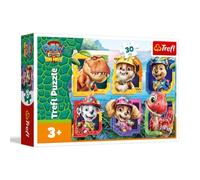 Trefl - Patrulla Canina, isla de dinosaurios - 30 elementos - Puzzle colorido con héroes cuentos de hadas, ocio creativo, para niños a partir de 3 años