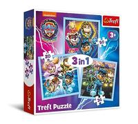 Trefl - Paw Patrol: The Mighty Movie, El Poder de los Mighty Pups - Puzle 3en1, 3 Rompecabezas, de 20 a 50 Piezas - Puzle de Colores con los Personajes de la Serie Infantil