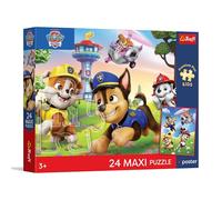 Trefl - Paw Patrol, Un Paseo Divertido - Rompecabezas Maxi de 24 Piezas - 24 Piezas Grandes, póster Exclusivo, Entretenimiento Creativo, para niños a Partir de 3 años