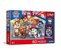 Trefl - Paw Patrol, Una Tarde con los Perritos - 60 Piezas - Rompecabezas a Todo Color con los Personajes de la Serie, póster Exclusivo, diversión para niños a Partir de 4 años