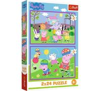 Trefl: Peppa en el parque - rompecabezas de 2 x 24 piezas