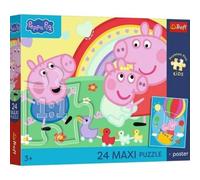 Trefl - Peppa Pig, días de Cerdo - Rompecabezas 24 Maxi - 24 Piezas Grandes, póster único, Entretenimiento Creativo, para niños a Partir de 3 años