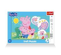 Trefl - Peppa Pig, la cerdita más simpática - Rompecabezas con Marco para niños pequeños, 15 Piezas Grandes, Marco y Base rígida, para niños a Partir de 3 años