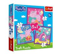 Trefl - Peppa Pig, Los hábitos de Peppa Pig - Puzzle 3 en 1, 3 Puzzles, de 20 a 50 Piezas - Varios Niveles de dificultad, Entretenimiento para niños a Partir de 3 años.
