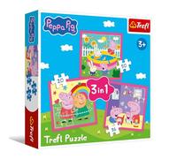 Trefl - Peppa Pig, Peppa y Sus Amigos - Puzzle 3 en 1, 3 Puzzles, de 20 a 50 Piezas - Varios Niveles de dificultad, Entretenimiento para niños a Partir de 3 años
