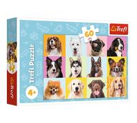 Trefl - Perros Monos - Puzzles 60 Piezas - Puzzles de Colores con Animales, Perros, Collage, Entretenimiento Creativo, Diversión para Niños a Partir de 4 años