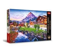 Trefl Premium Plus - Puzzle Photo Odyssey: pueblito en los Alpes, Suiza: 1000 Piezas, Serie única de fotografías, Ajuste Piezas, para Adultos y niños a Partir de 12 años