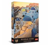Trefl Premium Plus - Puzzle Photo Odyssey: Pueblo Oia, Santorini: 1000 Piezas, Serie única de fotografías, Ajuste Piezas, para Adultos y niños a Partir de 12 años