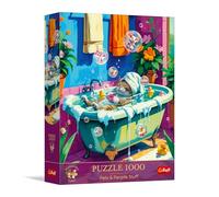Trefl Premium Plus Quality - Pets & People Stuff: Meow, Relax, Repeat - 1000 Piezas, Serie Timeless Motifs, Piezas Que encajan a la perfección, para Adultos y niños a Partir de 14 años