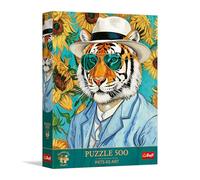 Trefl Premium Plus Quality - Puzzle Pets as Art: El Sr. Tigre y los Girasoles - 500 Piezas, Serie Motivos atemporales, Piezas Que encajan a la perfección, para Adultos y niños a Partir de 10 años