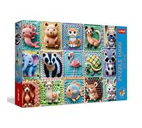 Trefl Premium Plus Quality - Puzzle Tea Time: Animales Tejidos a Ganchillo: 1000 Piezas, Serie de imágenes pintadas nostálgicas, Encaje Piezas, para Adultos y niños a Partir de 14 años