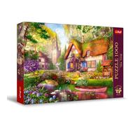 Trefl Premium Plus Quality - Puzzle Tea Time: Bonita cabaña de Bosque - 1000 Piezas, Serie de imágenes nostálgicas de Pintura, Ajuste Piezas, para Adultos y niños a Partir de 12 años