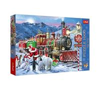 Trefl Premium Plus Quality-Puzzle Tea Time: Christmas Train-1000 Elements, Nostalgic Painted Picture Series, for Adults and Children over 14 years old, multicolor, 12097