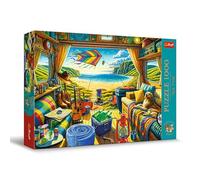 Trefl Premium Plus Quality - Puzzle Tea Time: De Viaje con la Caravana - 1000 Piezas, Serie de imágenes nostálgicas de Pintura, Ajuste Piezas, para Adultos y niños a Partir de 12 años