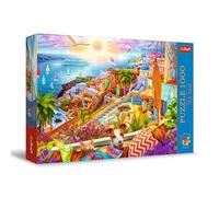 Trefl Premium Plus Quality - Puzzle Tea Time: De Visita por Santorini - 1000 Piezas, Serie de imágenes nostálgicas de Pintura, Ajuste Piezas, para Adultos y niños a Partir de 12 años