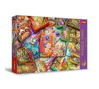 Trefl Premium Plus Quality - Puzzle Tea Time: Escritorio de Periodista - 1000 Piezas, Serie de imágenes nostálgicas de Pintura, Ajuste Piezas, para Adultos y niños a Partir de 12 años