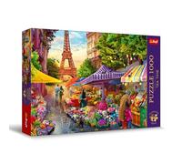 Trefl Premium Plus Quality - Puzzle Tea Time: Mercado de Flores, París - 1000 Piezas, Serie de imágenes nostálgicas de Pintura, Ajuste Piezas, para Adultos y niños a Partir de 12 años