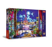 Trefl Premium Plus Quality - Puzzle Tea Time: París bajo la luz de la Luna - 1000 Piezas, Serie de imágenes nostálgicas de Pintura, para Adultos y niños a Partir de 12 años
