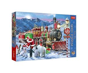 Trefl Premium Plus Quality - Puzzle Tea Time: Tren de Navidad - 1000 Elementos, Serie de Cuadros Pintados nostálgicos, para Adultos y niños Mayores de 14 años.