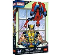 Trefl Premium Plus: Rompecabezas de Navidad de Spider-Man y Wolverine - 1000 piezas