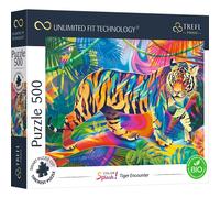 Trefl Prime - Puzzle UFT Color Splash: Tiger Encounter - 500 Piezas - Cartón Grueso, Tigre de Colores, Puzzles de Animales Modernos, Entretenimiento Creativo para Adultos y Niños a Partir de 10 años