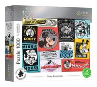 Trefl Prime - Puzzle UFT: Disney Retro Posters - 1000 Piezas - Puzzle de Cartón Grueso, Bio, con Personajes de Dibujos Animados, Mickey Mouse, Entretenimiento para Adultos y Niños a Partir de 12 Años
