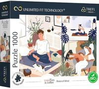 Trefl-1000 Piezas, Cartón Más Grueso, Bio, EKO, Gatos, Café, Relajación, Entretenimiento para Adultos Y Niños Mayores De 12 Años, Color Puzzle uft Yoga, Cats & Coffee: Peace of Mind, 1000 (10695)