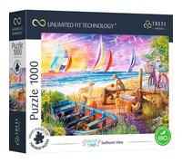 Trefl Prime - Uft Vacay Time Puzzle: Sailboats View - 1000 Piezas, Cartón Más Grueso, Bio, Veleros, Playa, Vacaciones, Verano, Perros, Entretenimiento para Adultos Y Niños Mayores De 12 Años