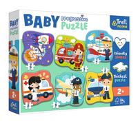 Trefl Primo - Ocupaciones y Vehículos, Puzzle Progresivos para Bebés - 6 Puzzle de formas grandes, de 2 a 6 piezas, cartón más grueso, forma de Puzzle amigable, diversión para niños a partir de 2 años