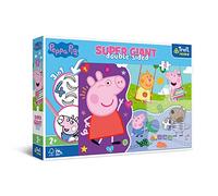 Trefl- Conoce a la Alegre Peppa Pig 3en1 15 Grandes un Libro Juego con Elementos para Colorear Puzzle, Color (42003)