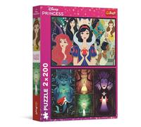 Trefl - Puzle 2en1: Disney Princess, Las Princesas adorables - 2 x 200 Piezas - Set de Dos Rompecabezas para Adolescentes