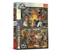 Trefl - Puzle 2en1: Jurassic World, El Mundo prehistórico - 2 x 200 Piezas - Set de Dos Rompecabezas para Adolescentes