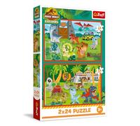Trefl Jurassic World, Pequeños 2en1: Marvel, and His Amazing Friends, Spidey y los Dinosaurios-2 x 24 Piezas, Set de Dos puzles para niños a Partir de 3 años, Multicolor (34437)