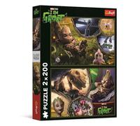 Trefl - Puzle 2en1: Marvel Guardians of The Galaxy, Yo Soy Groot - 2 x 200 Piezas - Set de Dos Rompecabezas para Adolescentes