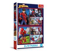 Trefl 2en1: Marvel Spider-Man, Historias de arañas-2 x 70 Piezas, Set de Dos puzles para niños a Partir de 4 años, Multicolor (34443)