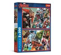 Trefl - Puzle 2en1: Marvel The Avengers, Defensores del Mundo - 2 x 200 Piezas - Set de Dos Rompecabezas para Adolescentes
