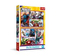 Trefl - Puzle 2en1: Marvel The Avengers, Sé un héroe - 2 x 70 Piezas, Set de Dos puzles para niños a Partir de 4 años
