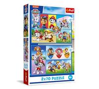 Trefl - Puzle 2en1: Paw Patrol, Reina la Patrulla Canina - 2 x 70 Piezas, Set de Dos puzles para niños a Partir de 4 años
