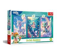 Trefl - Puzle 3 en 1: The Treflik Family, Juntos en un Mundo de Color - 3 x 50 Piezas, Set de Tres Rompecabezas para niñas y niños a Partir de 4 años