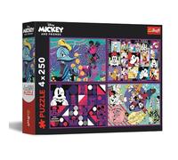 Trefl Puzle 4 en 1 Disney - Serie Aventuras del ratón Mickey - 4 x 250 piezas para adolescentes