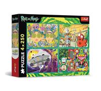 Trefl 4en1 and, Mundo de travesuras de Rick y Morty-4 x 250 Piezas-Set de Cuatro puzles para Adolescentes, Multicolor (13338)